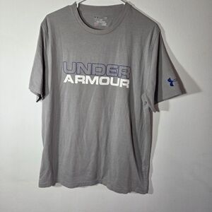 Under Armour Gray Men's T-Shirt Logo Heat Gear Size Large